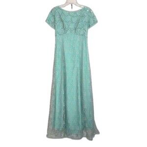 Emma Domb Sequinned Blue Green Formal Dress Vintage 60s Gown Floor Length M